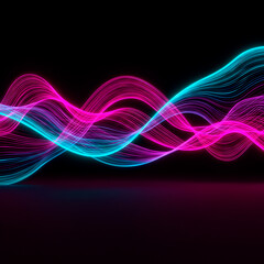 Fototapeta premium Neon pink and blue light wave