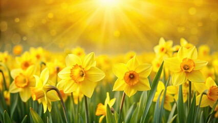 Fototapeta premium Sunny Daffodil Field with Bright Yellow Petals