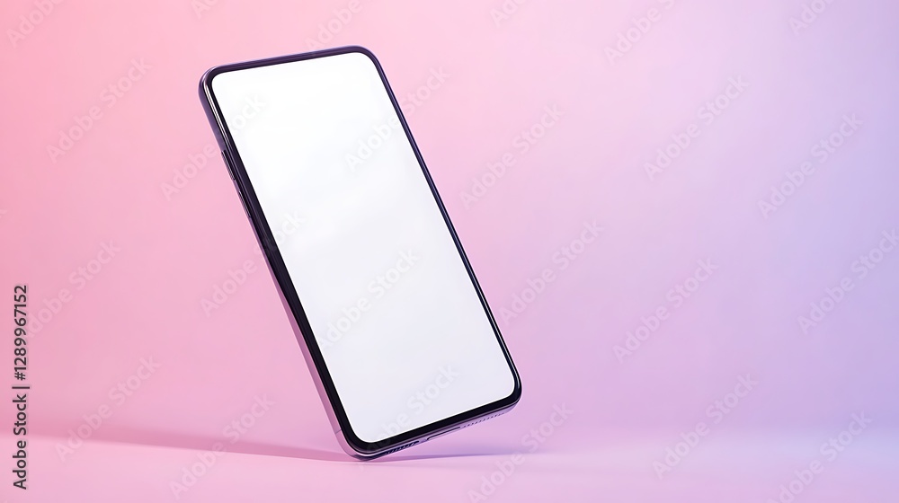 Poster blank smartphone against a gradient background, showcasing modern technology and minimalistic design