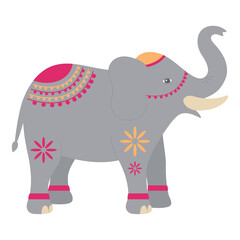Indian Wedding Elephant with Pink Embroidery