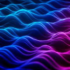 Futuristic glowing waves in pink and blue