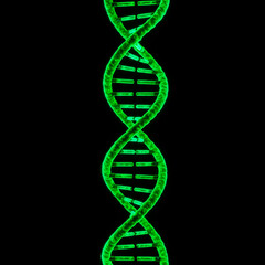 Futuristic neon green DNA strand