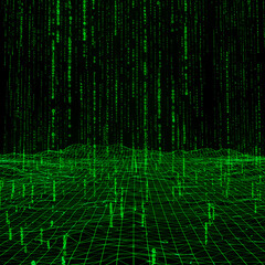 Obraz premium Digital green matrix rain