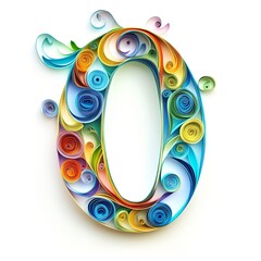 Vibrant Rainbow Paper Quilling: Number Zero art!