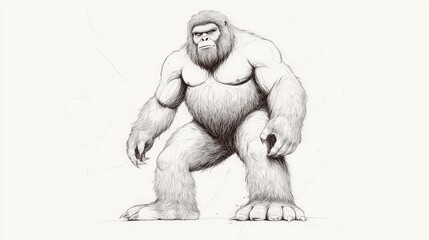 Bigfoot Illustration  Mythical Creature  Hairy  Monochrome  Sketch  Legend  Sasquatch  Cry