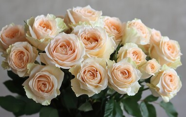 Elegant Bouquet of Peach Avalanche Roses in Full Bloom