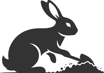 rabbit digging into the soil vector animal silhouette