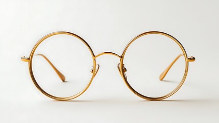 Fototapeta premium Golden round eyeglasses on white background