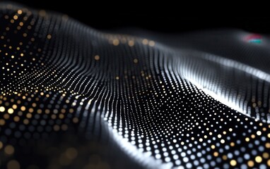 Abstract Dotted Wave Background Futuristic Digital Data Flow with Sparkling Particles.