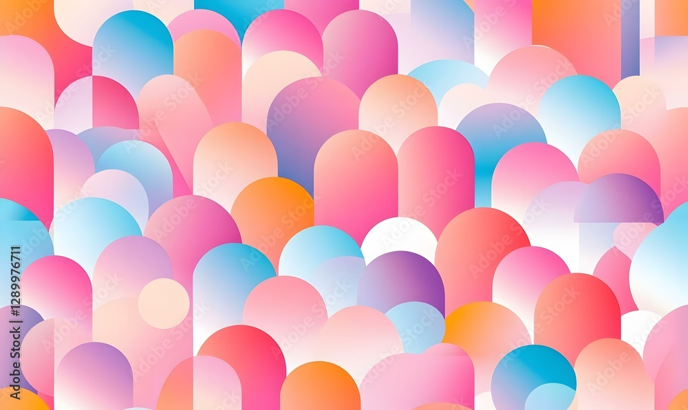 Poster colorful geometric pattern, vibrant gradient hues intertwine, creating a dynamic and visually engagi