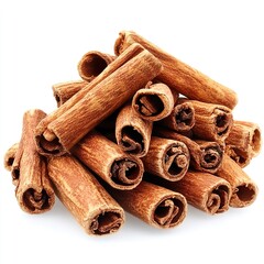 A Pile of Cinnamons on a White Background. On a White or Clear Surface PNG Transparent Background. isolated on white background isolated on a white background  