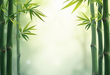 Fototapeta premium Bamboo Transparent Background: Mockup Material for Natural, Eco-Friendly Designs - High-Quality, Realistic Bamboo Elements on Clear for Mockups.