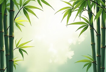 Fototapeta premium Transparent Bamboo Mockup: High-Resolution Background Material for Graphic Design & Product Visualization - Realistic Bamboo Stems on Clear Backdrop.