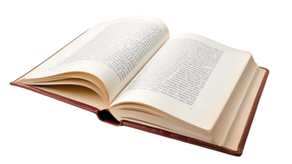 Open Book with Cream Pages and Red Cover Isolated on Black