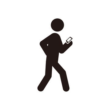 歩きスマホをする人のピクトグラムアイコン