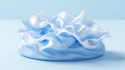 A refined and modern abstract artwork with ultra-thin layered sheets flowing in soft curves, merging white and blue in a seamless, high-end aesthetic