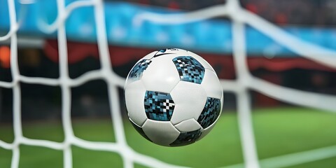 Close up of Soccer Ball Moments Before Hitting the Net During a Game