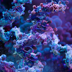 Obraz premium Visualizing the Microcosmic Process of Evolution - RNA Sequences Changing over Time