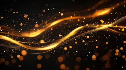 Obraz premium Elegant golden wave patterns with sparkling effects