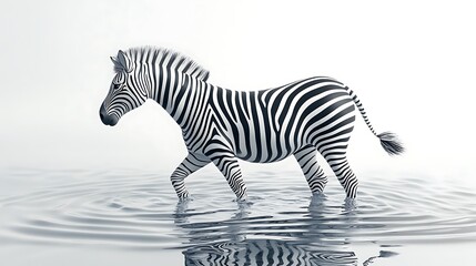 Naklejka premium Zebra walking through water nature scene wildlife photography