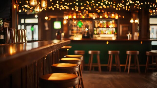 Cozy bar interior with warm lighting and inviting atmosphere