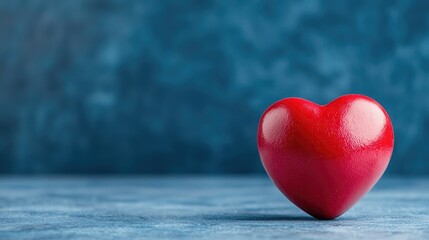 Fototapeta premium Red heart on blue background, love concept (1)