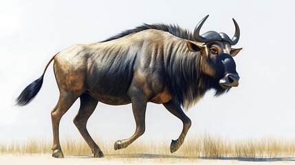 Gnu running across open savannah wildlife photography natural habitat