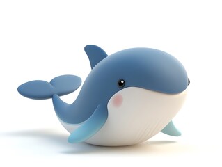 Cute cartoon whale figurine studio illustrative art white background