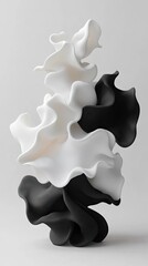 Obraz premium Abstract black and white fluid forms, studio shot, minimalist background, design element