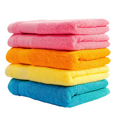 A Stack of Colorful Towels Isolated on Transparent Background