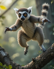 Fototapeta premium Mystical Lemur: The Enchanting Primate of Madagascar