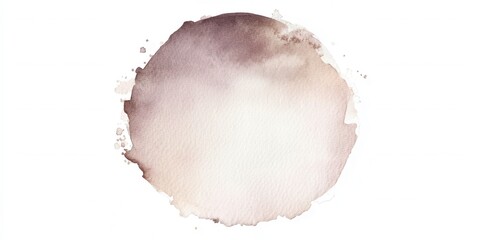 Fototapeta premium Delicate Watercolor Circle with Light Brown and Sepia Tones on White Background