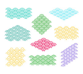 Japanese Traditional Seigaiha Seamless Pattern Collection