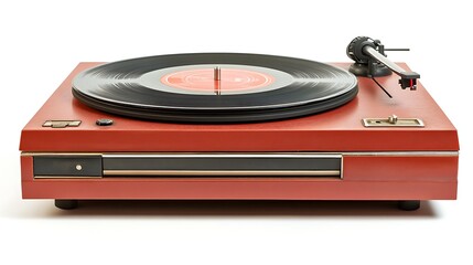 Retro record player isolated on white background