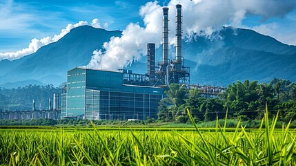 A large-scale industrial plant processing crop residues into bioenergy, showcasing the efficiency of agricultural waste recycling for power generation