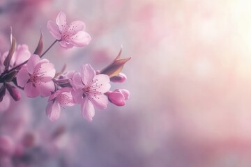 Obraz premium Soft Pink Cherry Blossoms in Spring Bloom with Dreamy Bokeh Background