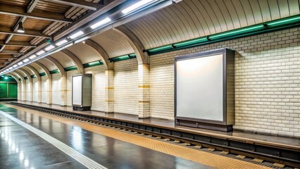 Empty billboard inside subway station in Paris , urban decay, subway,  urban decay, subway, emptiness, urban