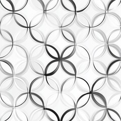 Seamless Geometric Pattern of Interlocking Circles in Grayscale, Modern and Abstract Background.