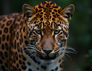 Fototapeta premium The Star Tiger whose skin is filled with round patterns and contrasting colors, its mysterious nature, every step is agile, reflecting strength and elegance in one body