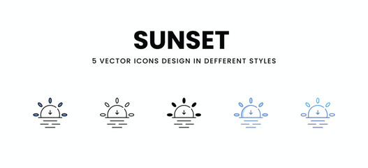 Sunset  vector icons set stock illustration