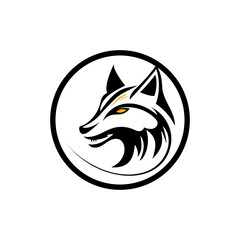 
the wolf logo is black with a black circle