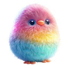 A Fluffy 3D Cartoon Easter Egg with Glowing Patterns Isolated on Transparent Background