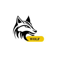 
The wolf logo is black on a black background