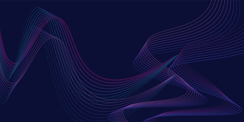 Abstract glowing wave lines on dark blue background. Dynamic wave pattern. Modern flowing wavy lines.