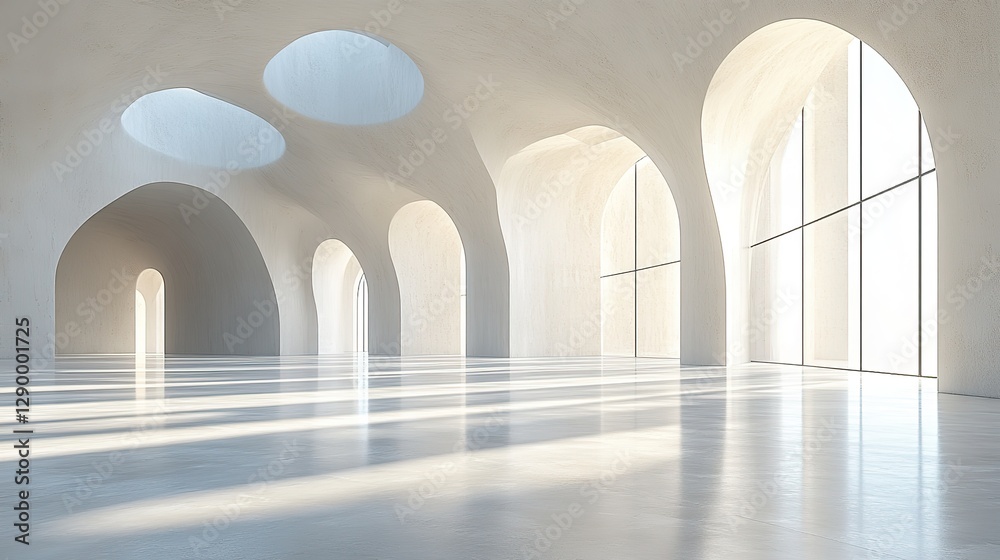 Poster abstract architecture background empty open space interior 3d render illustration