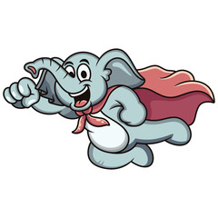Cute super hero elephant with cool pose. Vector cartoon illustration isolated on white background