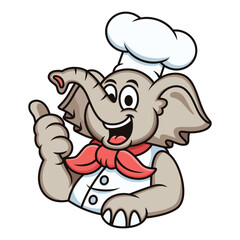 Cute elephant with cooking shirt cartoon. Vector cartoon illustration isolated on white background