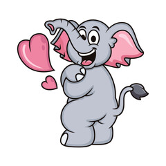Cute elephant with hugging pose with love. Vector cartoon illustration isolated on white background