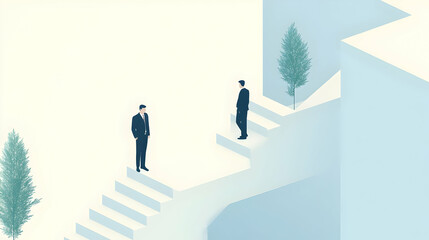 Dynamic flat vector artwork depicting sales managers collaborating in a modern office environment, showcasing teamwork and innovation.