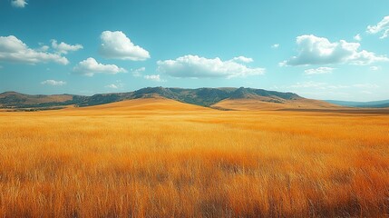 Fototapeta premium beautiful landscape with golden hills and clear blue sky toned
